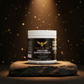 Supplement container labeled 'Rise & Beyond Labs Creatine Monohydrate' on a white background