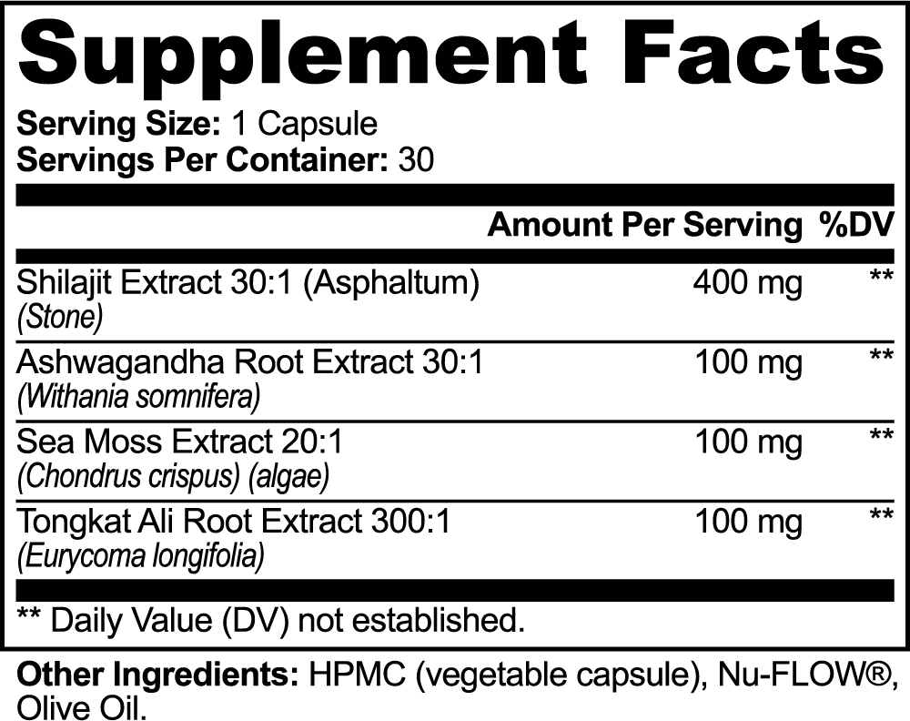 Shilajit Adaptogen Complex – Energy & Focus Capsules